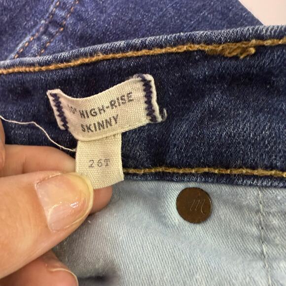Madewell 10” High-Rise Skinny Jeans 26T Dark Wash Stretch Denim 28” Inseam - Picture 6 of 10